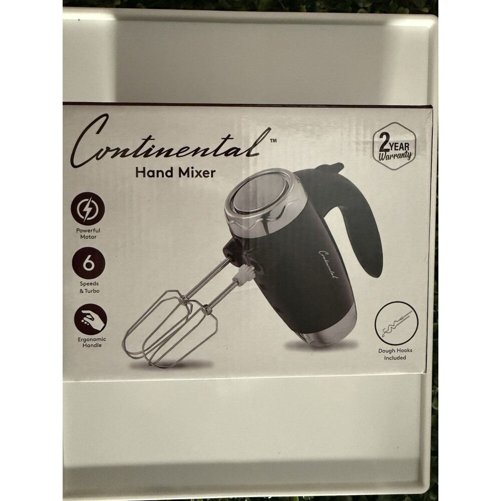 Continental 5-Speed Electric Hand Mixer, 150W with Chrome Beaters, Black